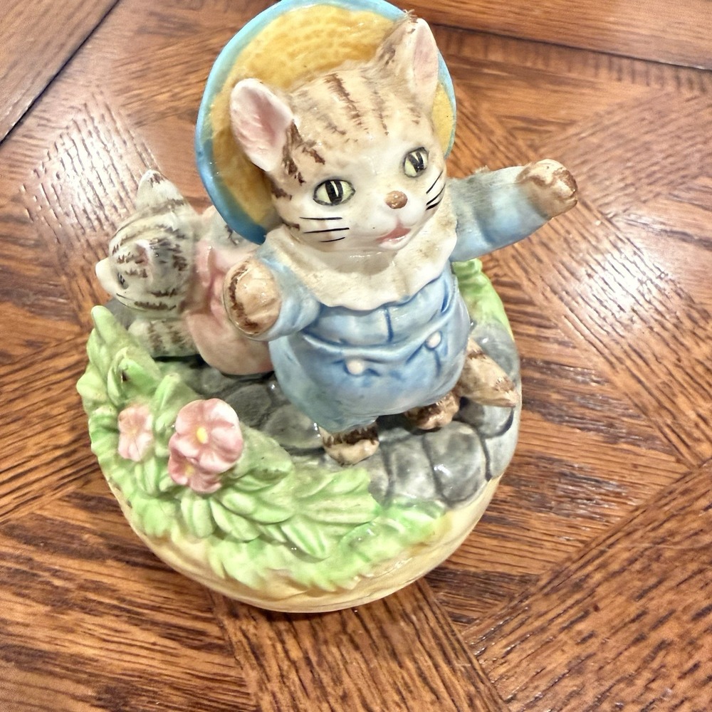 Schmid Tale Of Tom Kitten Musical Box Beatrix Potter Ceramic Cat Easter Decor